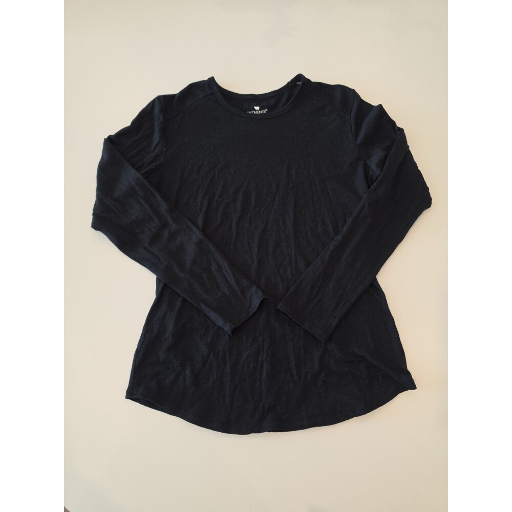 Segments 100% Merino Wool Long Sleeve Top Solid Black Women Size M Gorpcore